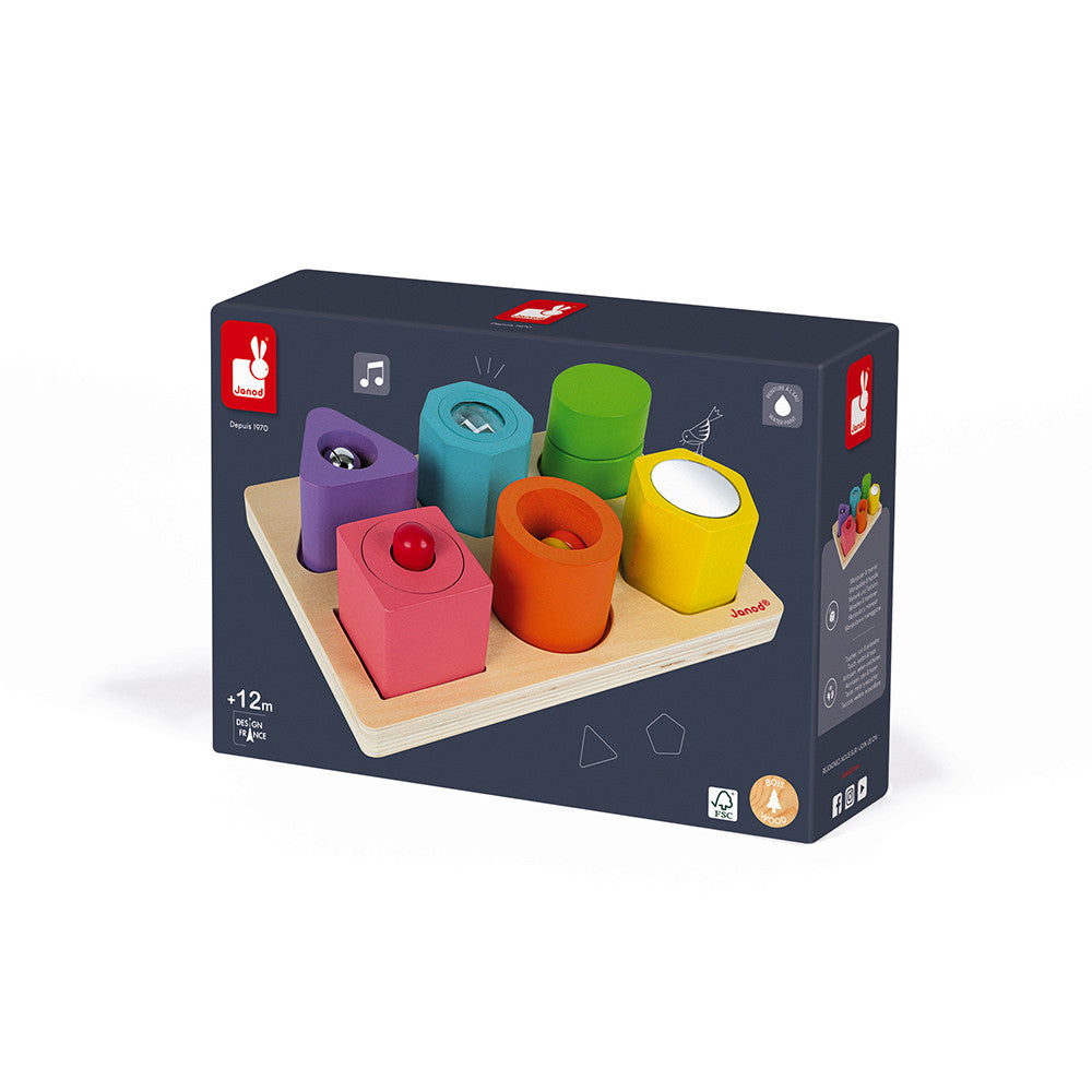Puzle con 6 Figuras Sensoriales Wood Janod